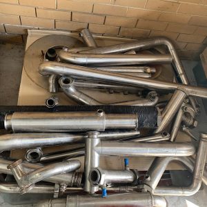 Assorted tube in tube heat exchangers, valves and pipe work FOR SALE